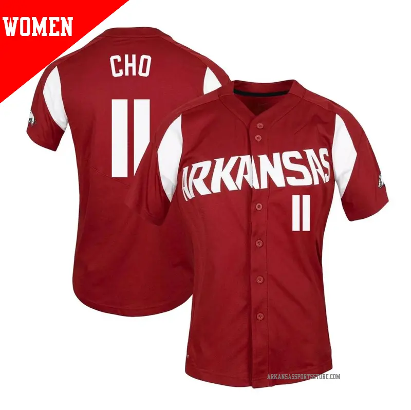 Women's ＃11 Jaewoo Cho Arkansas Razorbacks Replica Cardinal Vapor Untouchable Full-Button Baseball Jersey