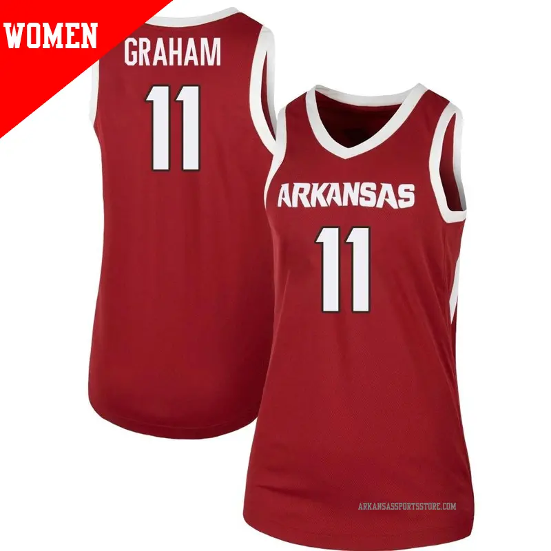 Women's ＃11 Jalen Graham Arkansas Razorbacks Replica Cardinal Basketball Jersey