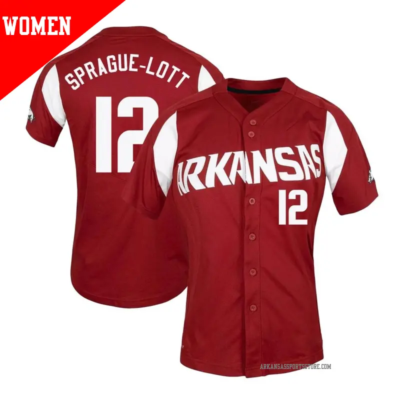 Women's ＃12 Jared Sprague-Lott Arkansas Razorbacks Replica Cardinal Vapor Untouchable Full-Button Baseball Jersey