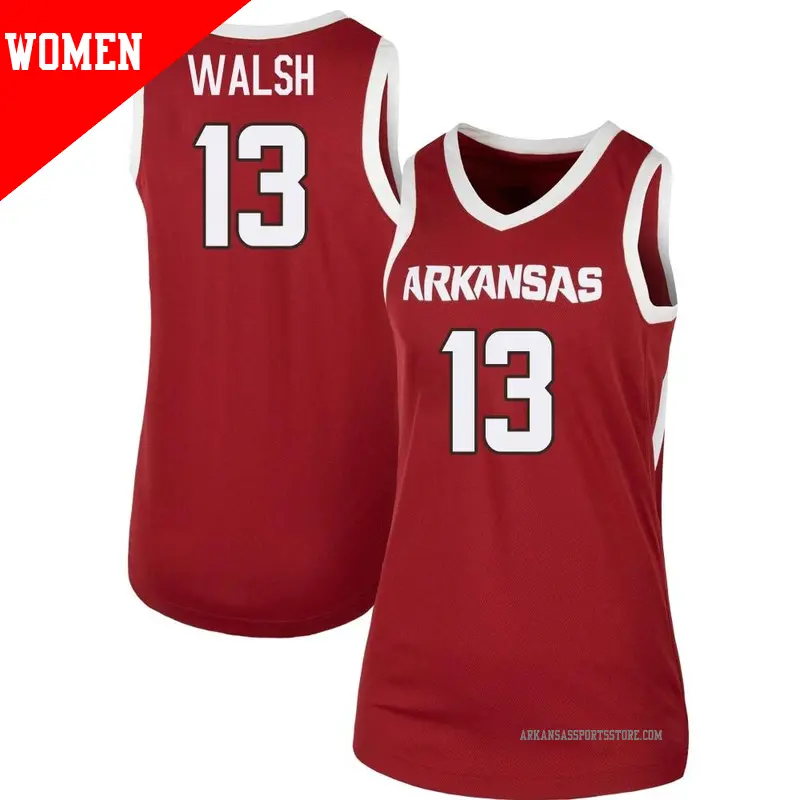 Women's #13 Jordan Walsh Arkansas Razorbacks Replica Cardinal Basketball Jersey Women's #13 Jordan Walsh Arkansas Razorbacks Replica Cardinal Basketball Jersey