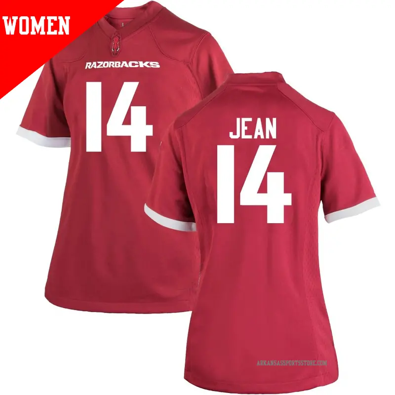 Women's #14 Andy Jean Arkansas Razorbacks Game Cardinal Football College Jersey Women's #14 Andy Jean Arkansas Razorbacks Game Cardinal Football College Jersey