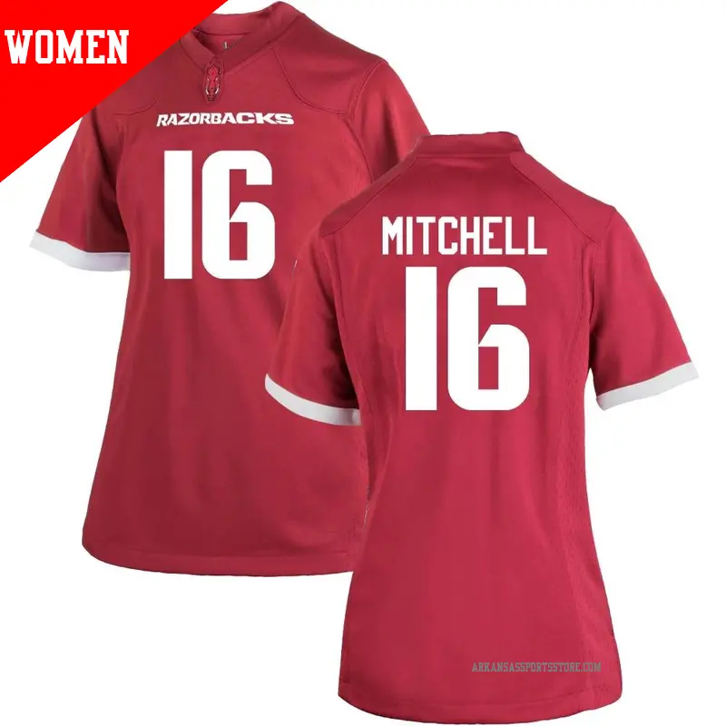 Women's #16 Miguel Mitchell Arkansas Razorbacks Game Cardinal Football College Jersey Women's #16 Miguel Mitchell Arkansas Razorbacks Game Cardinal Football College Jersey