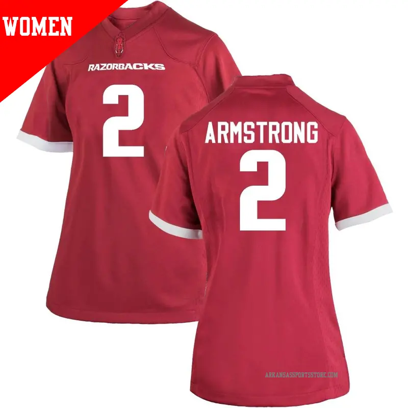 Women's ＃2 Andrew Armstrong Arkansas Razorbacks Replica Cardinal Football College Jersey