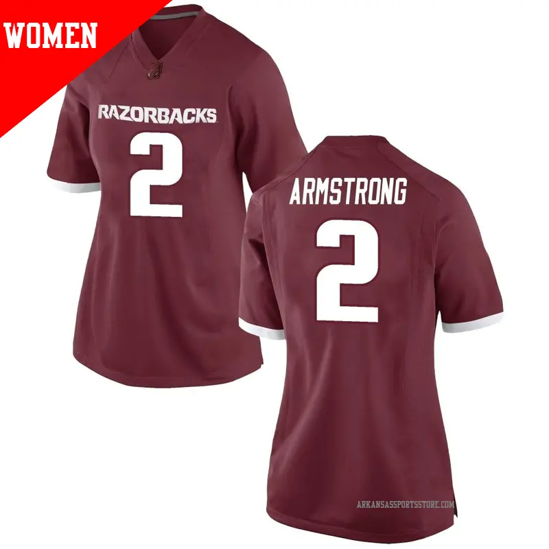 Women's ＃2 Andrew Armstrong Arkansas Razorbacks Replica Red Football College Jersey