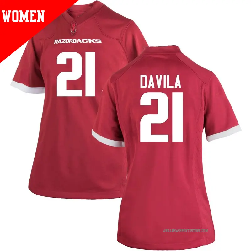Women's #21 Keshawn Davila Arkansas Razorbacks Replica Cardinal Football College Jersey Women's #21 Keshawn Davila Arkansas Razorbacks Replica Cardinal Football College Jersey