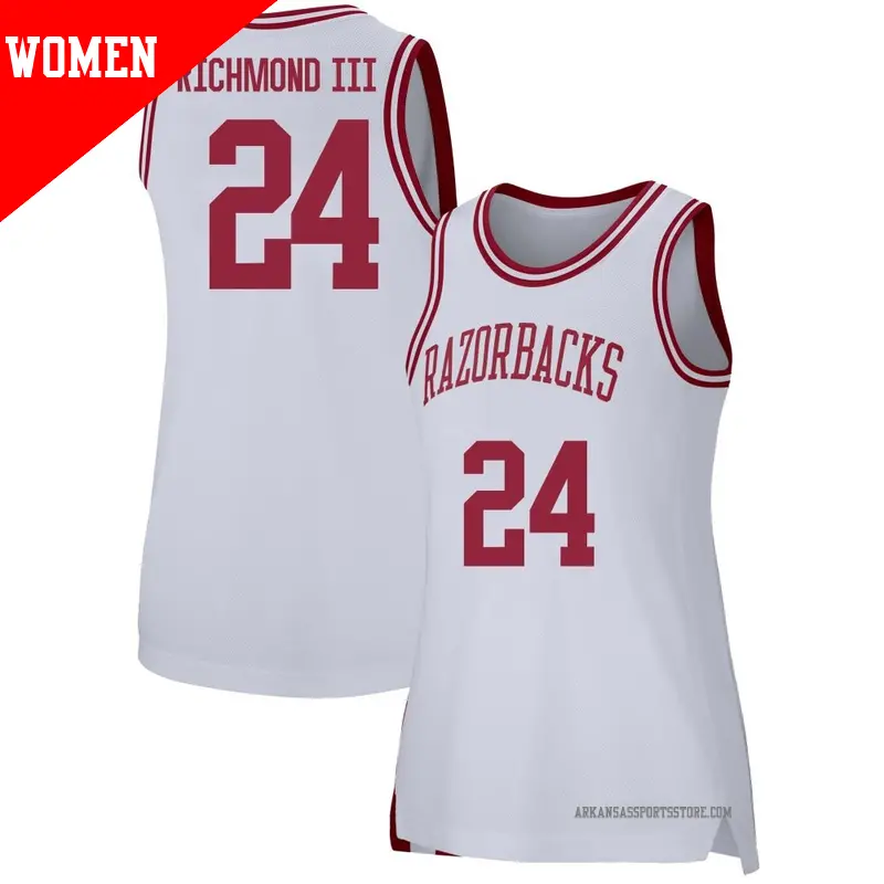 Women's #24 Billy Richmond III Arkansas Razorbacks Replica White Basketball Jersey Women's #24 Billy Richmond III Arkansas Razorbacks Replica White Basketball Jersey