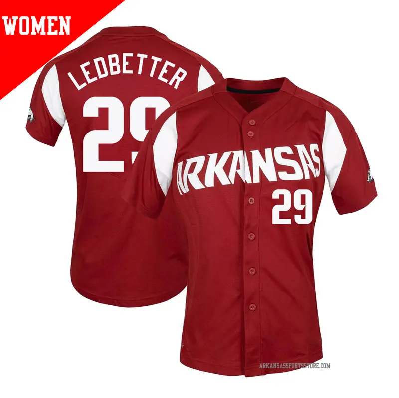 Women's ＃29 Austin Ledbetter Arkansas Razorbacks Replica Cardinal Vapor Untouchable Full-Button Baseball Jersey