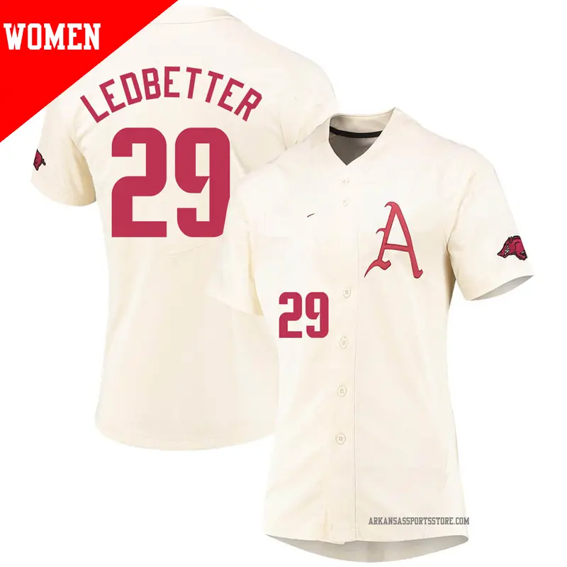 Women's ＃29 Austin Ledbetter Arkansas Razorbacks Replica Cream Vapor Untouchable Full-Button Baseball Jersey