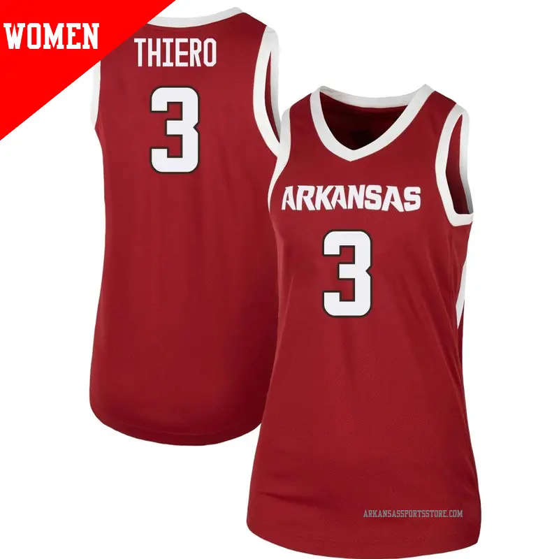 Women's ＃3 Adou Thiero Arkansas Razorbacks Replica Cardinal Basketball Jersey