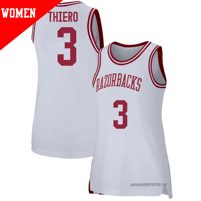 Women's ＃3 Adou Thiero Arkansas Razorbacks Replica White Basketball Jersey