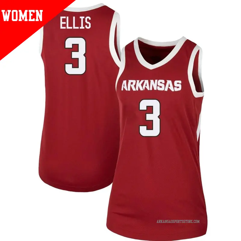Women's ＃3 El Ellis Arkansas Razorbacks Replica Cardinal Basketball Jersey