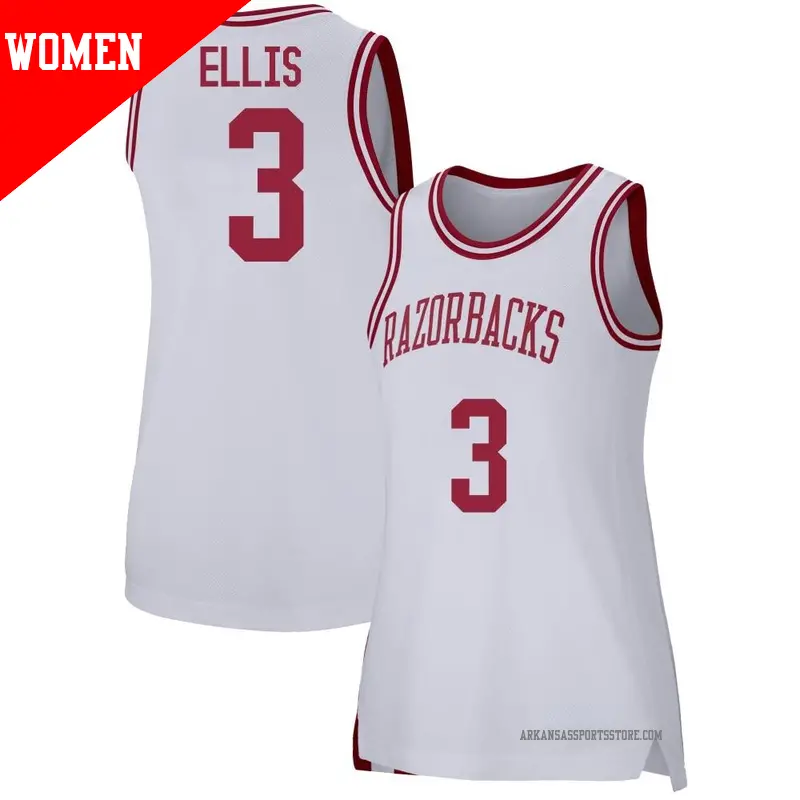 Women's ＃3 El Ellis Arkansas Razorbacks Replica White Basketball Jersey