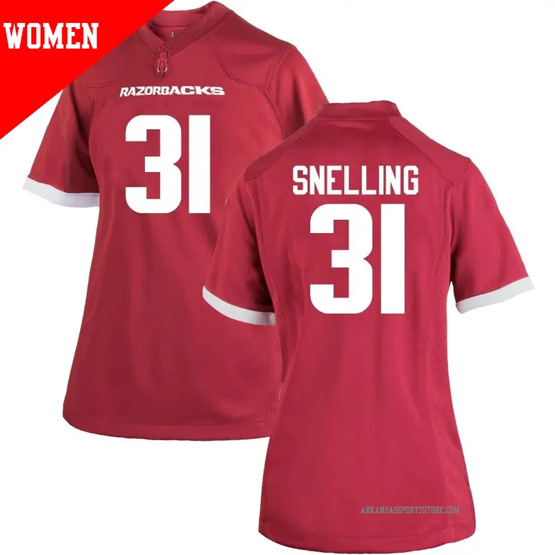 Women's ＃31 Courtney Snelling Arkansas Razorbacks Game Cardinal Football College Jersey