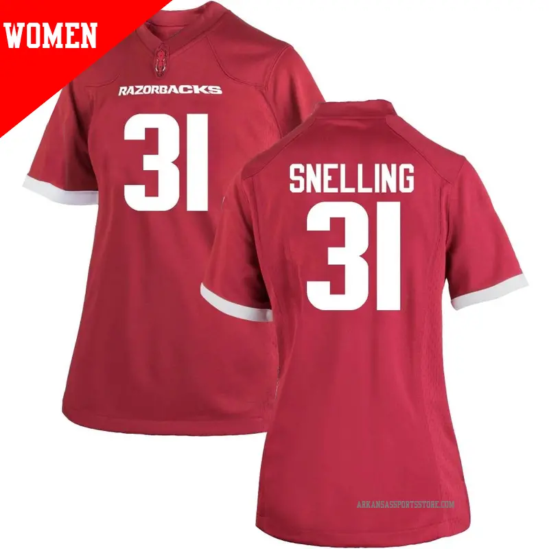 Women's ＃31 Courtney Snelling Arkansas Razorbacks Replica Cardinal Football College Jersey