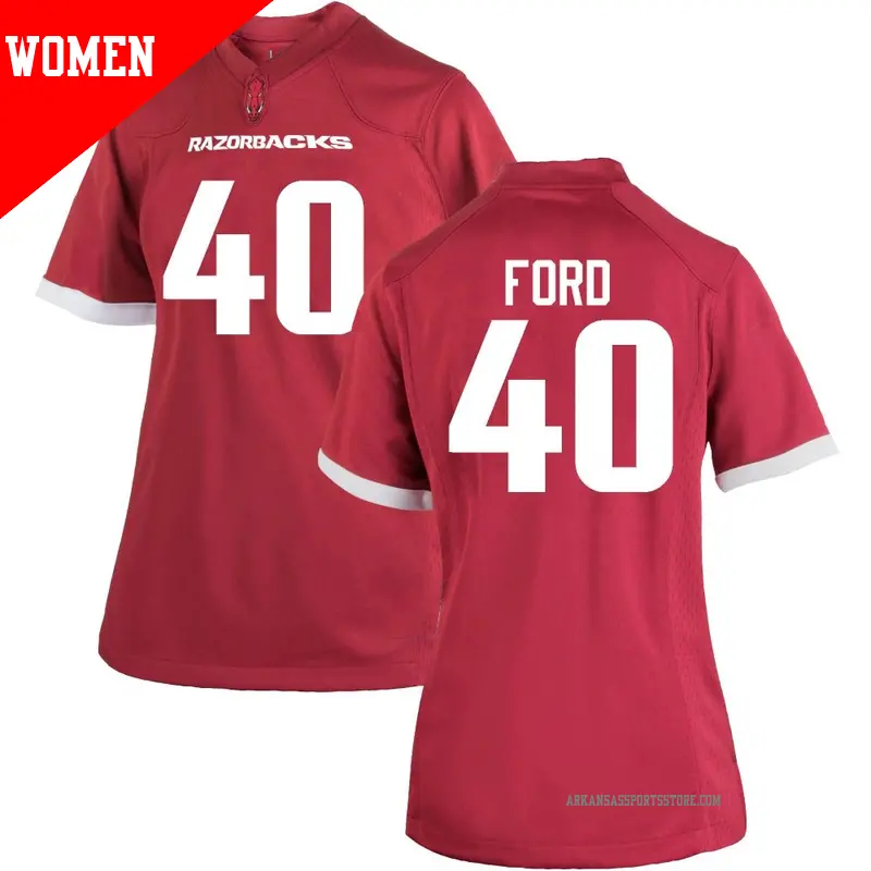 Women's ＃40 Blake Ford Arkansas Razorbacks Game Cardinal Football College Jersey