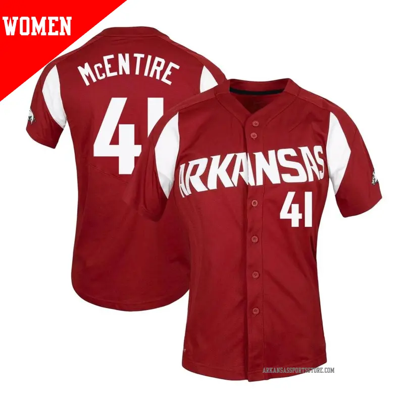 Women's #41 Will McEntire Arkansas Razorbacks Replica Cardinal Vapor Untouchable Full-Button Baseball Jersey Women's #41 Will McEntire Arkansas Razorbacks Replica Cardinal Vapor Untouchable Full-Button Baseball Jersey