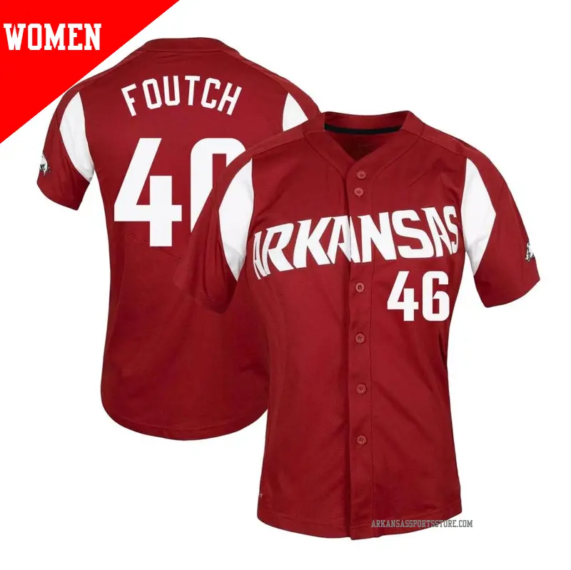 Women's ＃46 Christian Foutch Arkansas Razorbacks Replica Cardinal Vapor Untouchable Full-Button Baseball Jersey