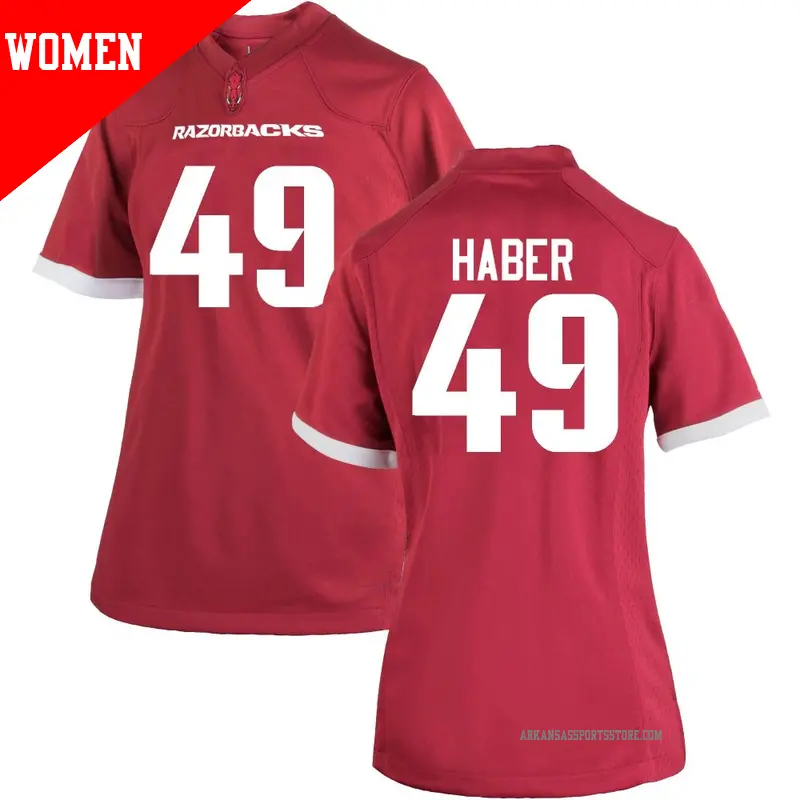 Women's ＃49 Zach Haber Arkansas Razorbacks Game Cardinal Football College Jersey