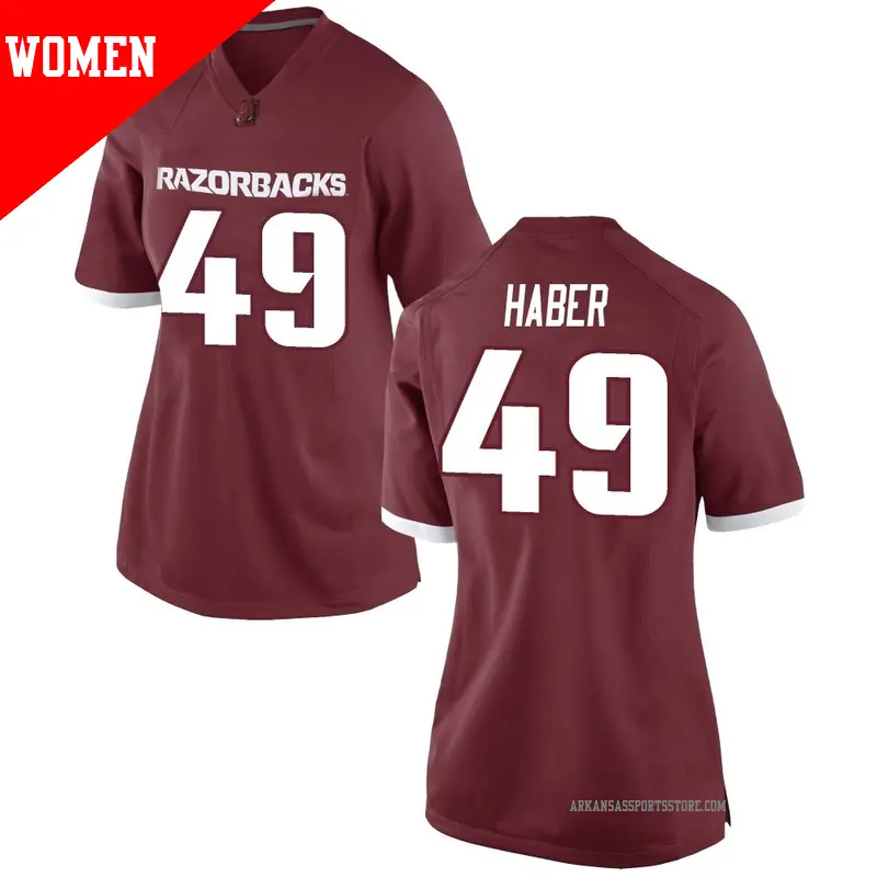 Women's ＃49 Zach Haber Arkansas Razorbacks Replica Red Football College Jersey