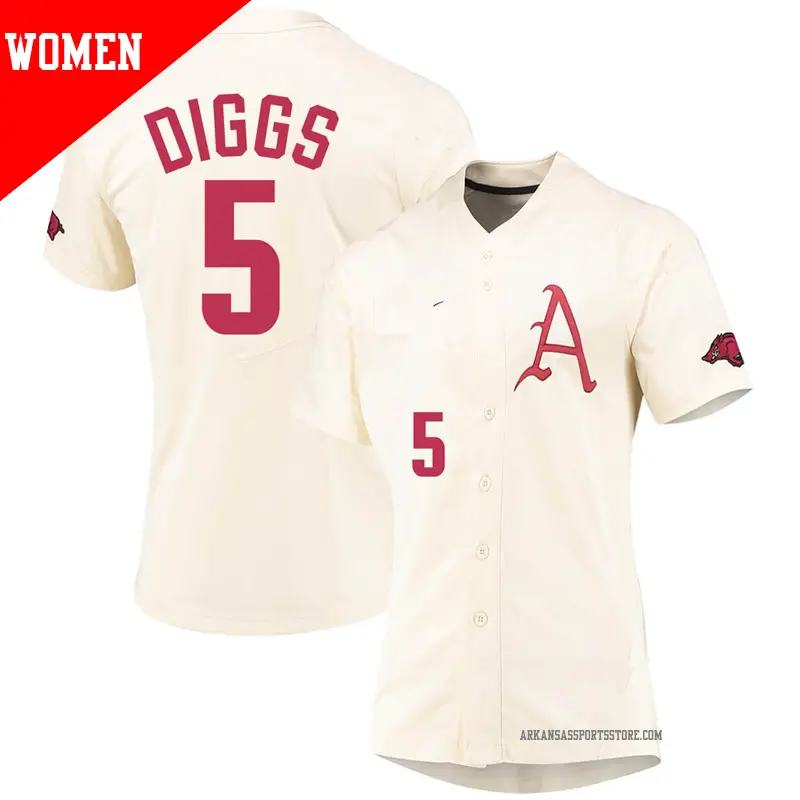Women's #5 Kendall Diggs Arkansas Razorbacks Replica Cream Vapor Untouchable Full-Button Baseball Jersey Women's #5 Kendall Diggs Arkansas Razorbacks Replica Cream Vapor Untouchable Full-Button Baseball Jersey