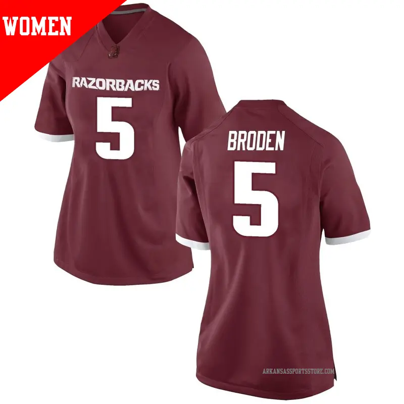 Women's #5 Tyrone Broden Arkansas Razorbacks Game Red Football College Jersey Women's #5 Tyrone Broden Arkansas Razorbacks Game Red Football College Jersey