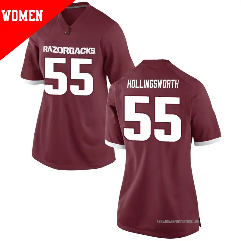 Women's ＃55 JJ Hollingsworth Arkansas Razorbacks Replica Red Football College Jersey