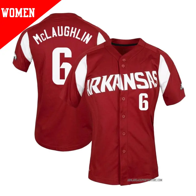 Women's #6 Ben McLaughlin Arkansas Razorbacks Replica Cardinal Vapor Untouchable Full-Button Baseball Jersey Women's #6 Ben McLaughlin Arkansas Razorbacks Replica Cardinal Vapor Untouchable Full-Button Baseball Jersey