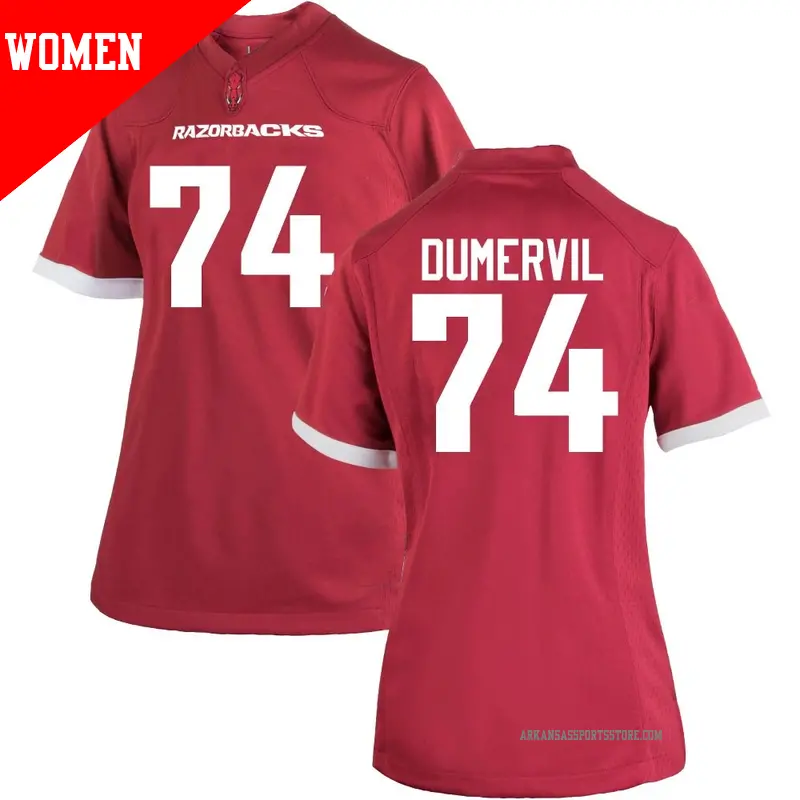 Women's ＃74 Marcus Dumervil Arkansas Razorbacks Game Cardinal Football College Jersey