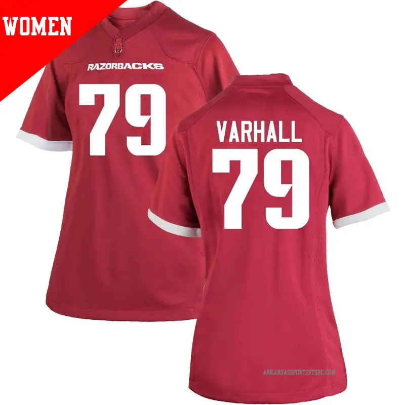 Women's ＃79 Tommy Varhall Arkansas Razorbacks Replica Cardinal Football College Jersey