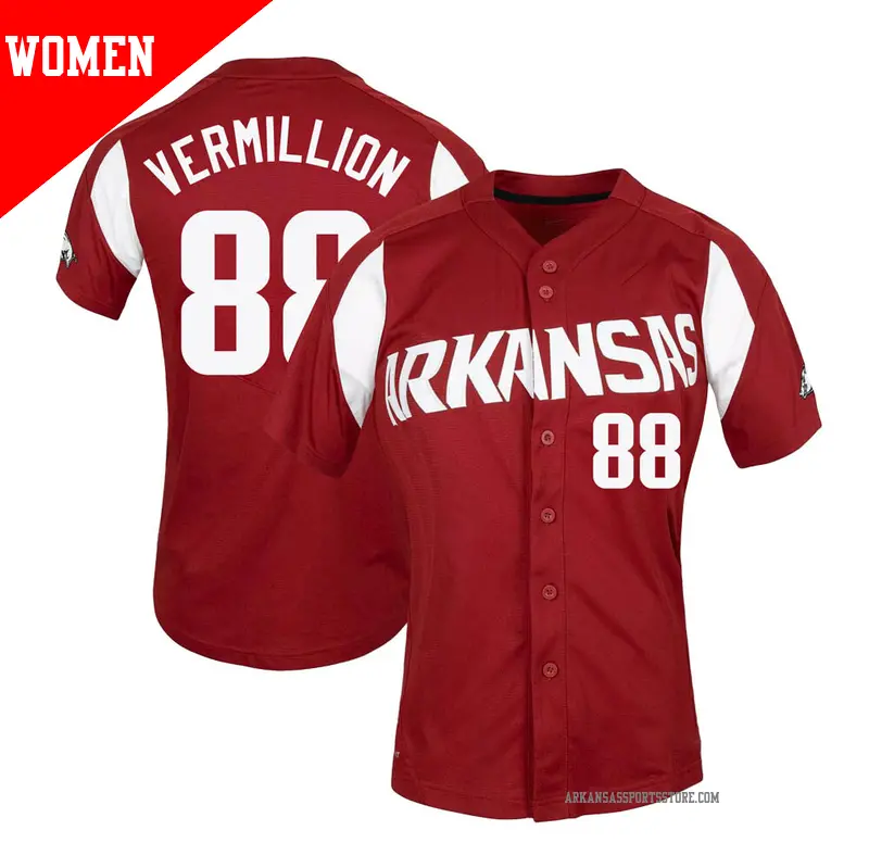 Women's #88 Zebulon Vermillion Arkansas Razorbacks Replica Cardinal Vapor Untouchable Full-Button Baseball Jersey Women's #88 Zebulon Vermillion Arkansas Razorbacks Replica Cardinal Vapor Untouchable Full-Button Baseball Jersey
