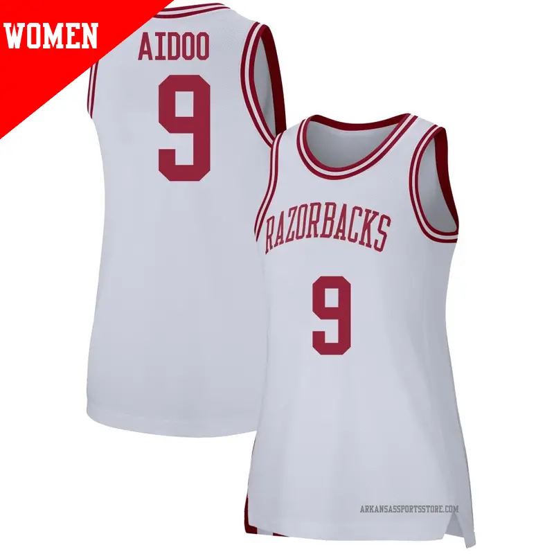 Women's #9 Jonas Aidoo Arkansas Razorbacks Replica White Basketball Jersey Women's #9 Jonas Aidoo Arkansas Razorbacks Replica White Basketball Jersey