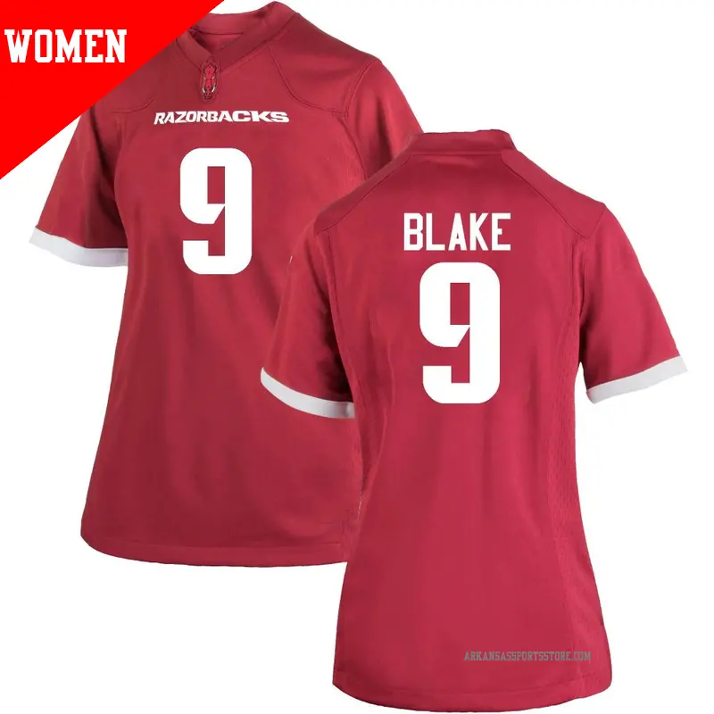 Women's ＃9 O'Mega Blake Arkansas Razorbacks Replica Cardinal Football College Jersey