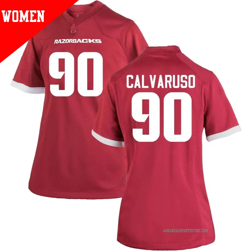 Women's #90 Vito Calvaruso Arkansas Razorbacks Game Cardinal Football College Jersey Women's #90 Vito Calvaruso Arkansas Razorbacks Game Cardinal Football College Jersey