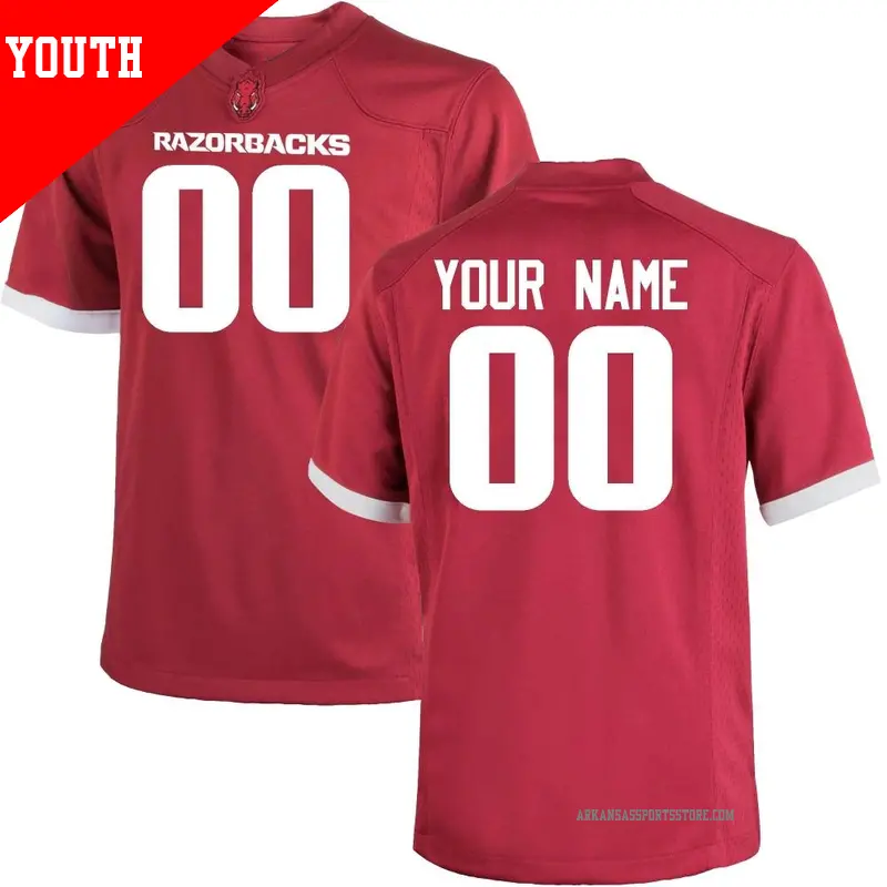 Youth #00 Custom Arkansas Razorbacks Game Cardinal Football College Jersey Youth #00 Custom Arkansas Razorbacks Game Cardinal Football College Jersey