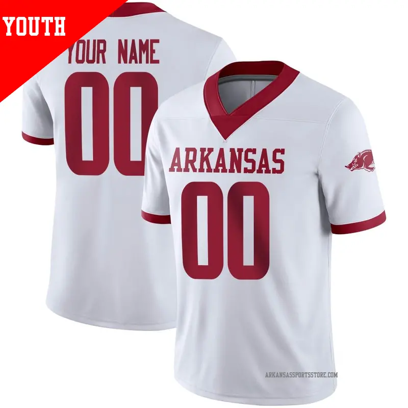 Youth #00 Custom Arkansas Razorbacks Game White Alternate Football Jersey Youth #00 Custom Arkansas Razorbacks Game White Alternate Football Jersey