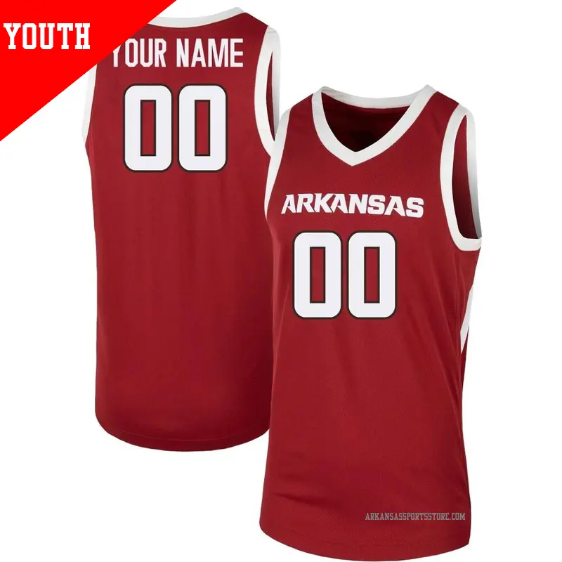 Youth ＃00 Custom Arkansas Razorbacks Replica Cardinal Basketball Jersey