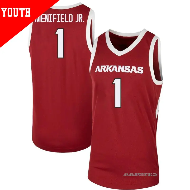 Youth #1 Keyon Menifield Jr. Arkansas Razorbacks Replica Cardinal Basketball Jersey Youth #1 Keyon Menifield Jr. Arkansas Razorbacks Replica Cardinal Basketball Jersey