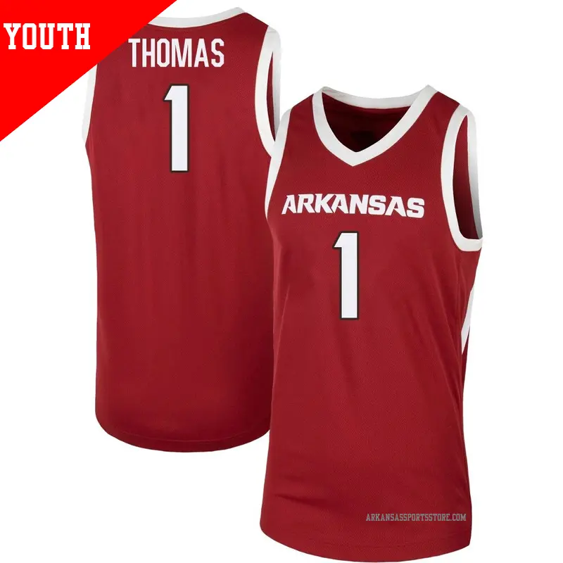 Youth ＃1 Meleek Thomas Arkansas Razorbacks Replica Cardinal Basketball Jersey