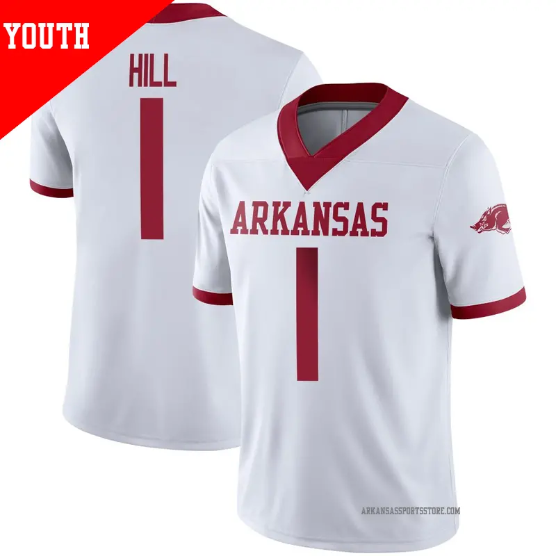 Youth ＃1 Rodney Hill Arkansas Razorbacks Game White Alternate Football Jersey