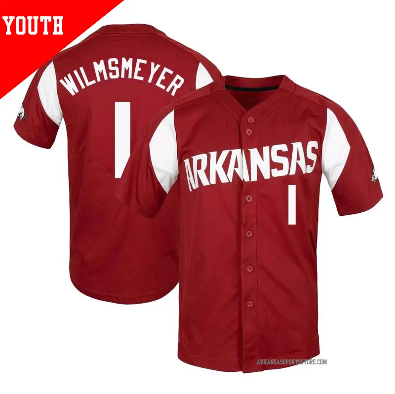Youth ＃1 Ty Wilmsmeyer Arkansas Razorbacks Replica Cardinal Vapor Untouchable Full-Button Baseball Jersey