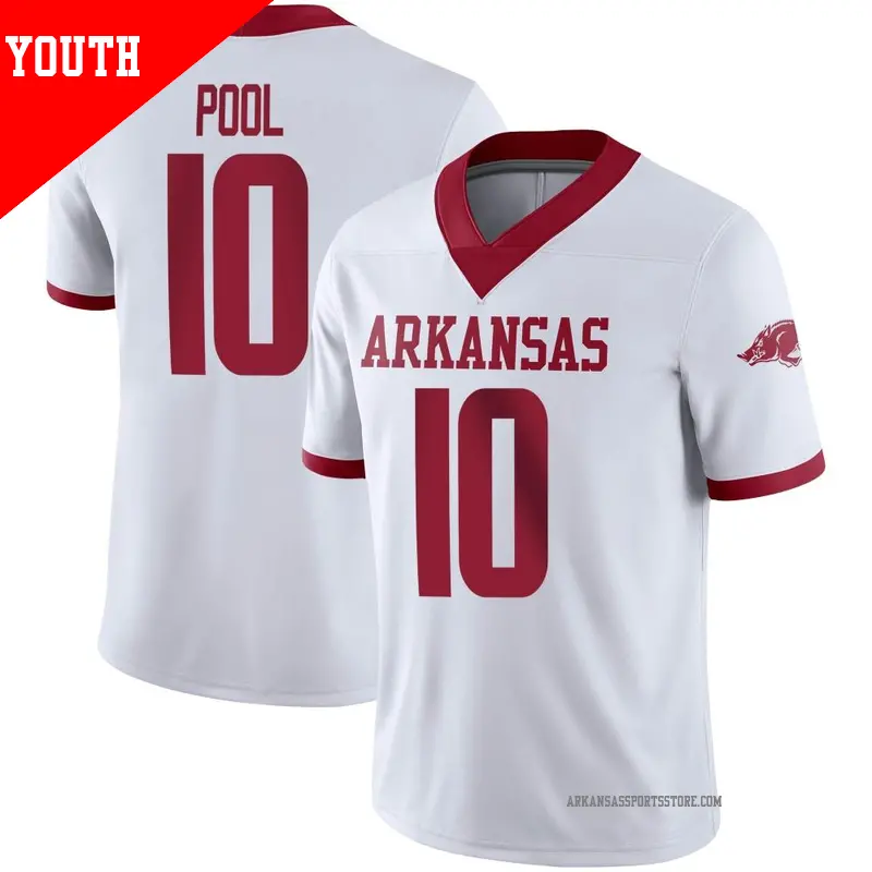 Youth #10 Bumper Pool Arkansas Razorbacks Game White Alternate Football Jersey Youth #10 Bumper Pool Arkansas Razorbacks Game White Alternate Football Jersey