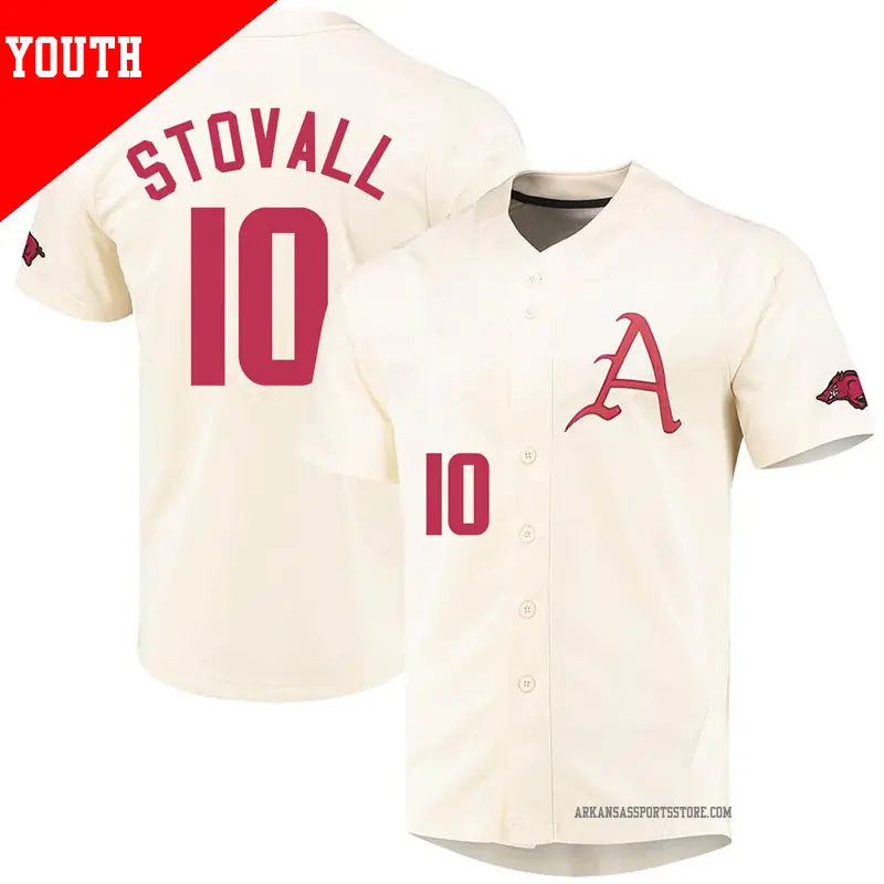 Youth #10 Peyton Stovall Arkansas Razorbacks Replica Cream Vapor Untouchable Full-Button Baseball Jersey Youth #10 Peyton Stovall Arkansas Razorbacks Replica Cream Vapor Untouchable Full-Button Baseball Jersey