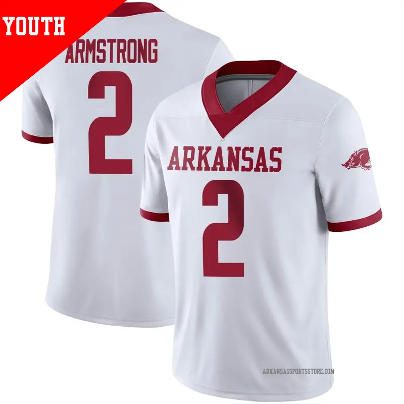 Youth ＃2 Andrew Armstrong Arkansas Razorbacks Game White Alternate Football Jersey