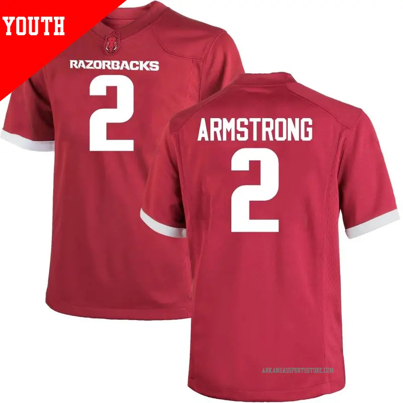 Youth ＃2 Andrew Armstrong Arkansas Razorbacks Replica Cardinal Football College Jersey