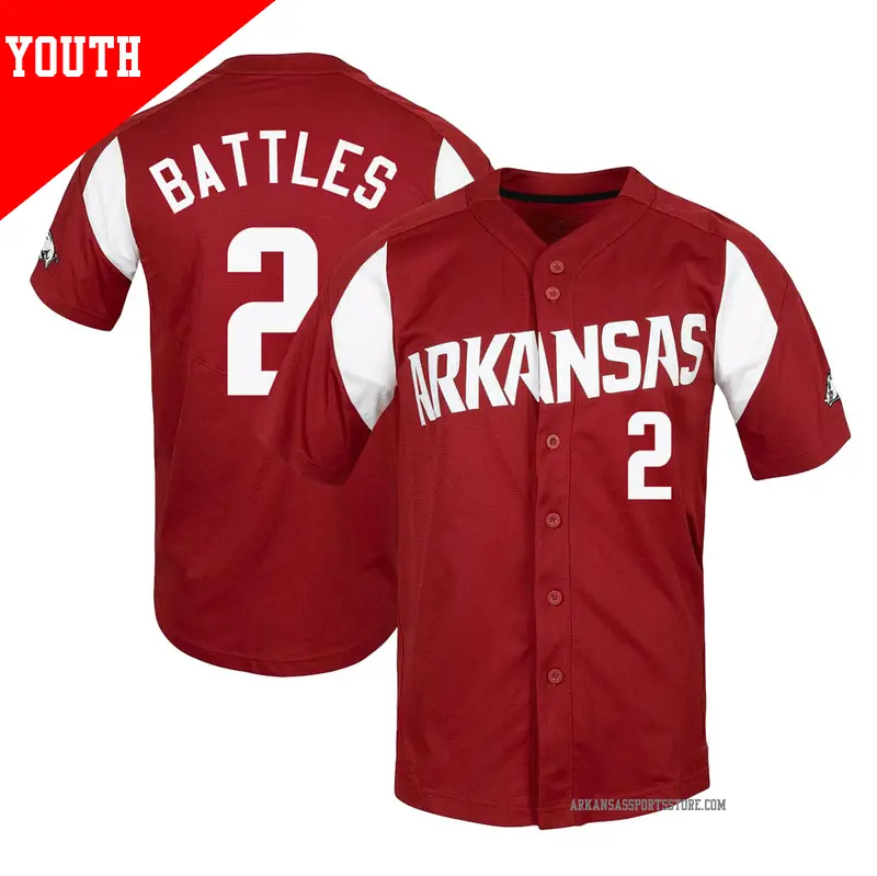 Youth #2 Jalen Battles Arkansas Razorbacks Replica Cardinal Vapor Untouchable Full-Button Baseball Jersey Youth #2 Jalen Battles Arkansas Razorbacks Replica Cardinal Vapor Untouchable Full-Button Baseball Jersey