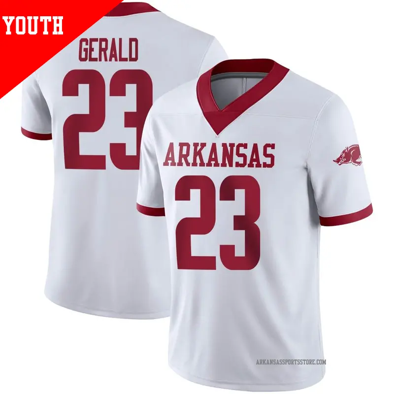 Youth #23 Dorian Gerald Arkansas Razorbacks Game White Alternate Football Jersey Youth #23 Dorian Gerald Arkansas Razorbacks Game White Alternate Football Jersey