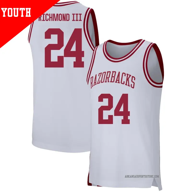 Youth #24 Billy Richmond III Arkansas Razorbacks Replica White Basketball Jersey Youth #24 Billy Richmond III Arkansas Razorbacks Replica White Basketball Jersey