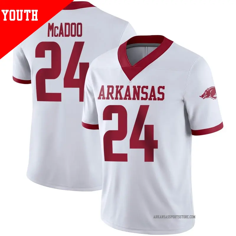 Youth ＃24 Quincey McAdoo Arkansas Razorbacks Game White Alternate Football Jersey