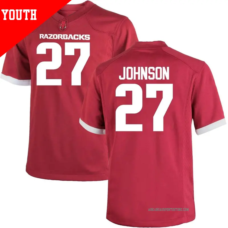 Youth #27 Ahkhari Johnson Arkansas Razorbacks Game Cardinal Football College Jersey Youth #27 Ahkhari Johnson Arkansas Razorbacks Game Cardinal Football College Jersey
