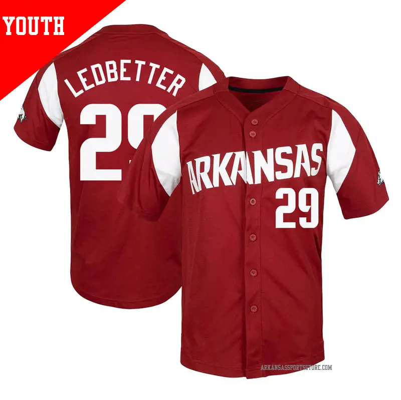 Youth ＃29 Austin Ledbetter Arkansas Razorbacks Replica Cardinal Vapor Untouchable Full-Button Baseball Jersey